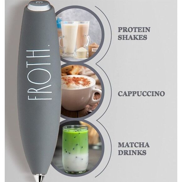 Rae Dunn Froth Electric Milk Frother Gray Classic Foam Whipped Coffee Bar +stand - Picture 9 of 10
